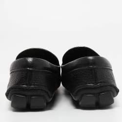 Prada Black Leather Slip On Loafers