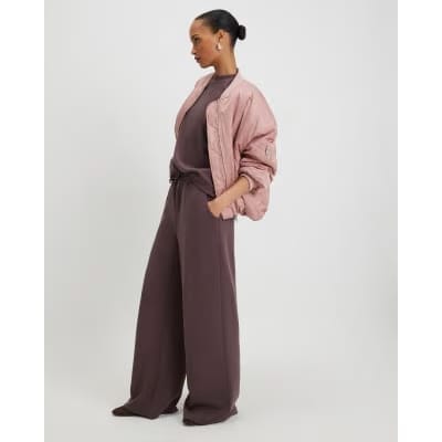 Brown Premium Drawstring Wide Leg Joggers