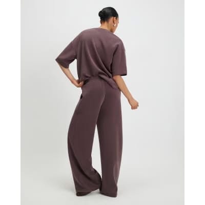 Brown Premium Drawstring Wide Leg Joggers