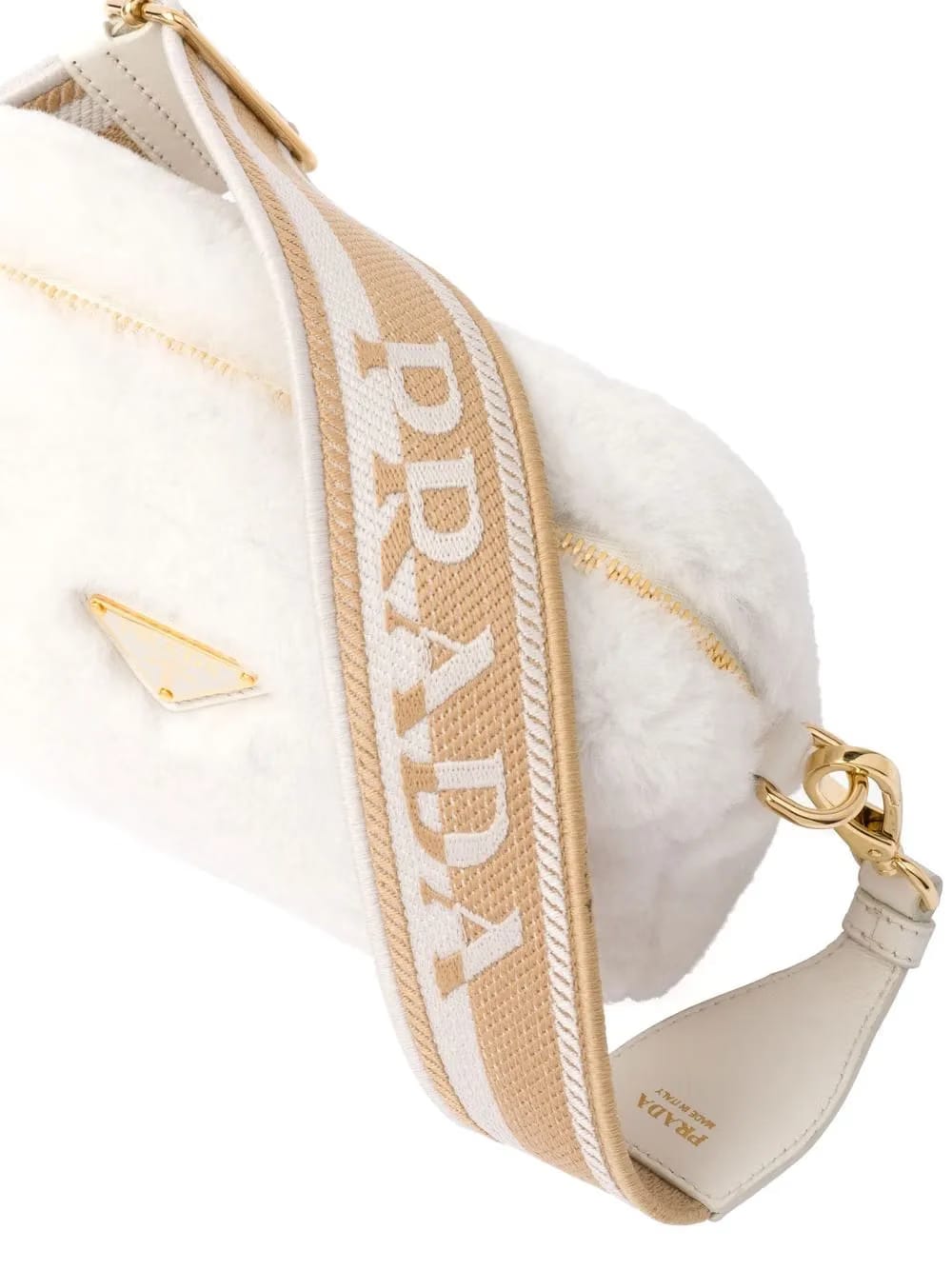 triangle-plaque shearling shoulder bag