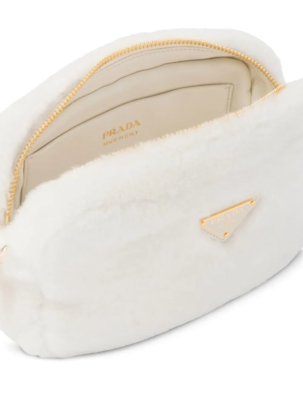triangle-plaque shearling shoulder bag