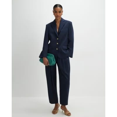 Navy Oversized Long Sleeve Blazer