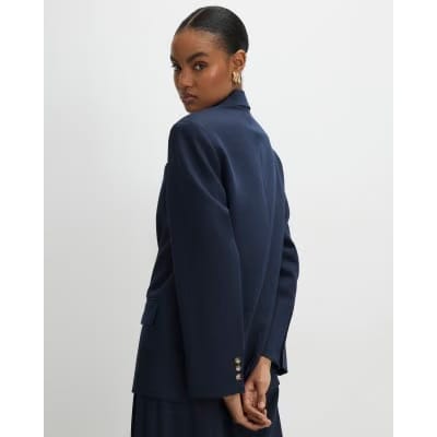 Navy Oversized Long Sleeve Blazer
