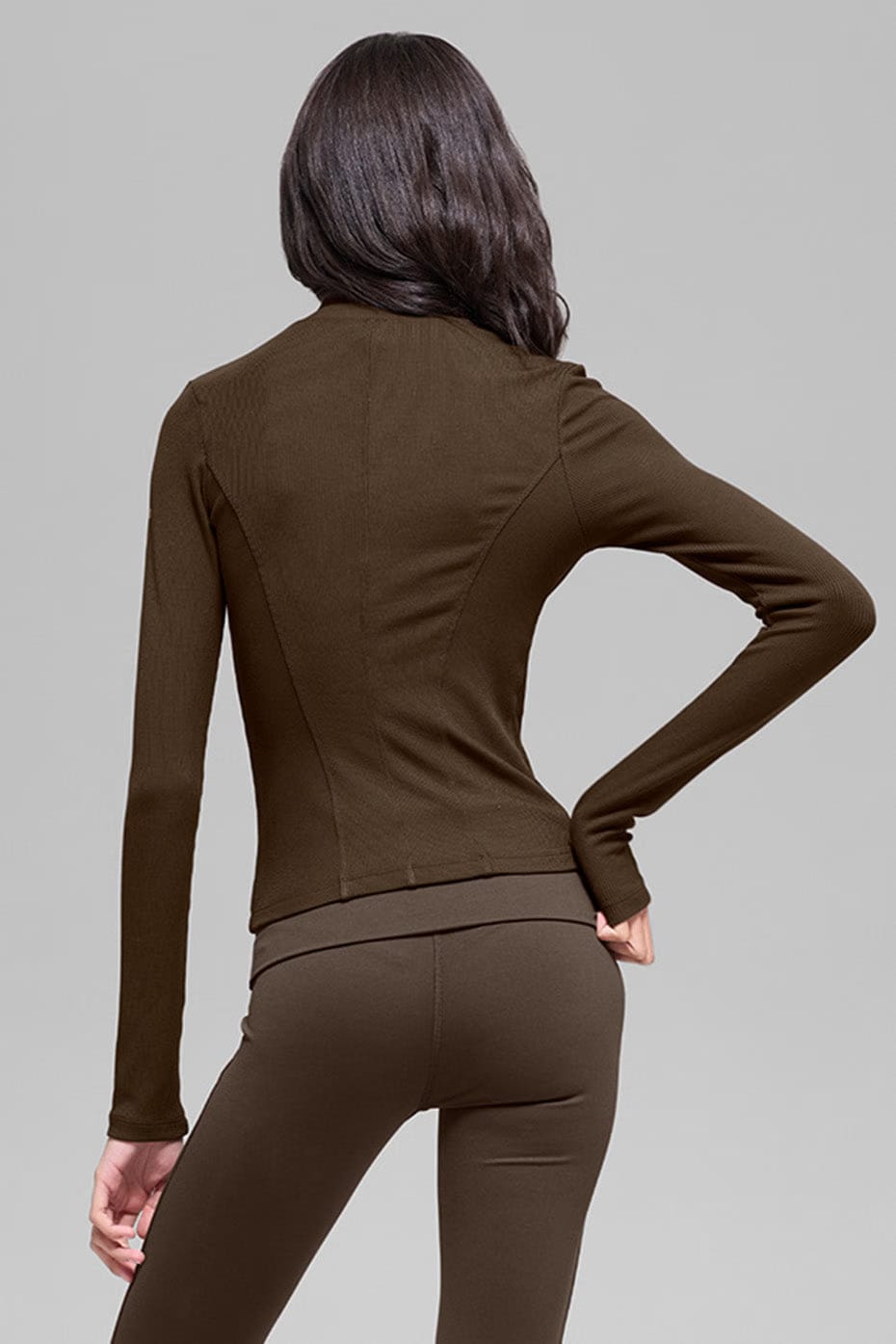 Ribbed Mesmerize Mock Neck Long Sleeve