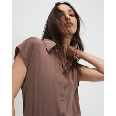 Brown Short Sleeve Relaxed Shirt