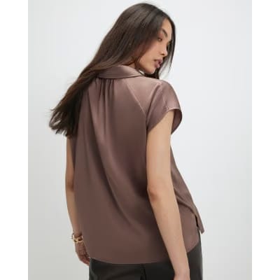 Brown Short Sleeve Relaxed Shirt