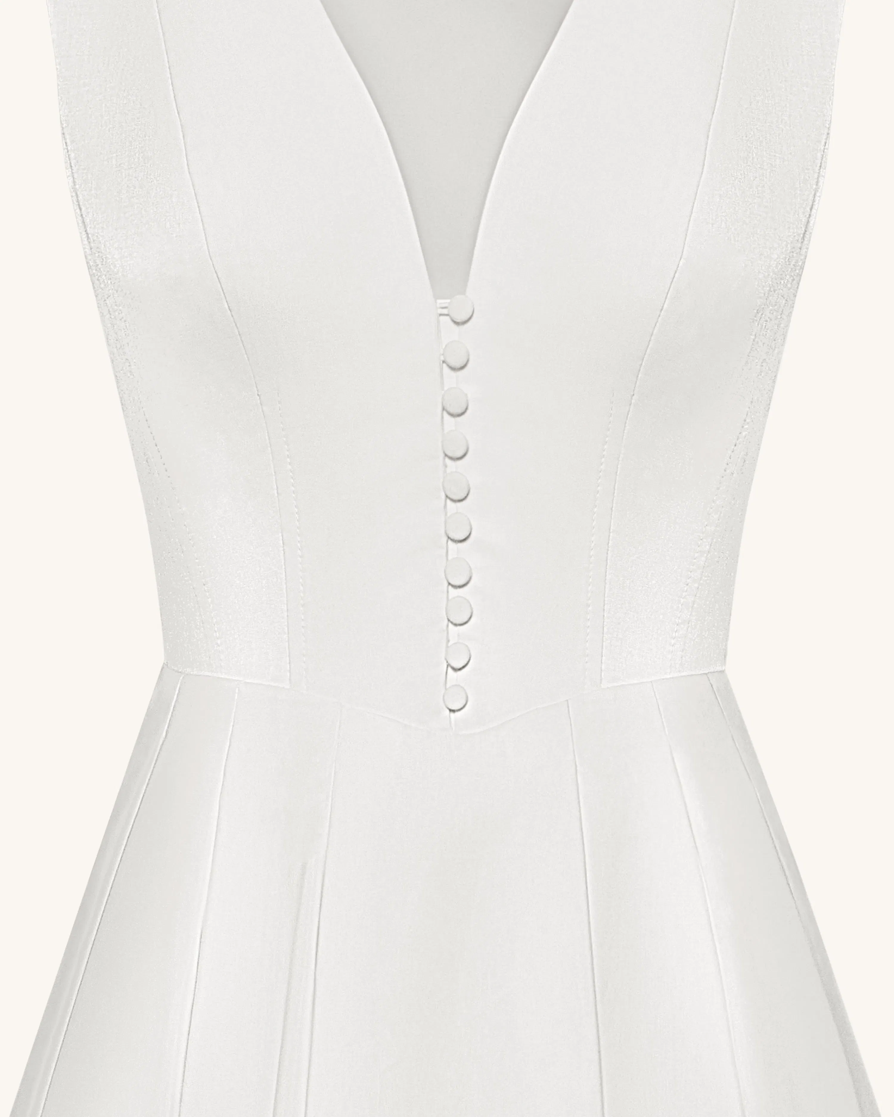 Front V-Neck Pleated Midi Dress - White