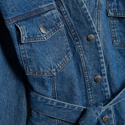 Petite Blue Tie front Denim Jacket