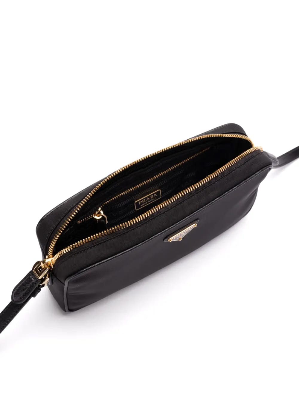 enamel-triangle crossbody bag