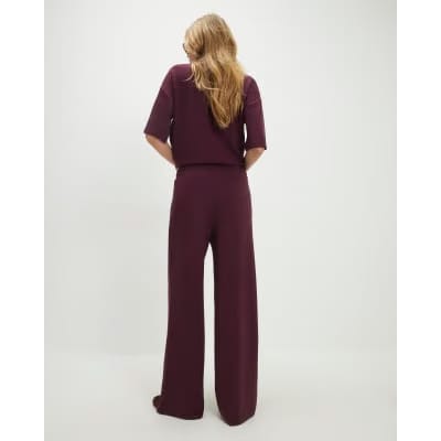 Red Premium Whipstitch Wide Leg Joggers