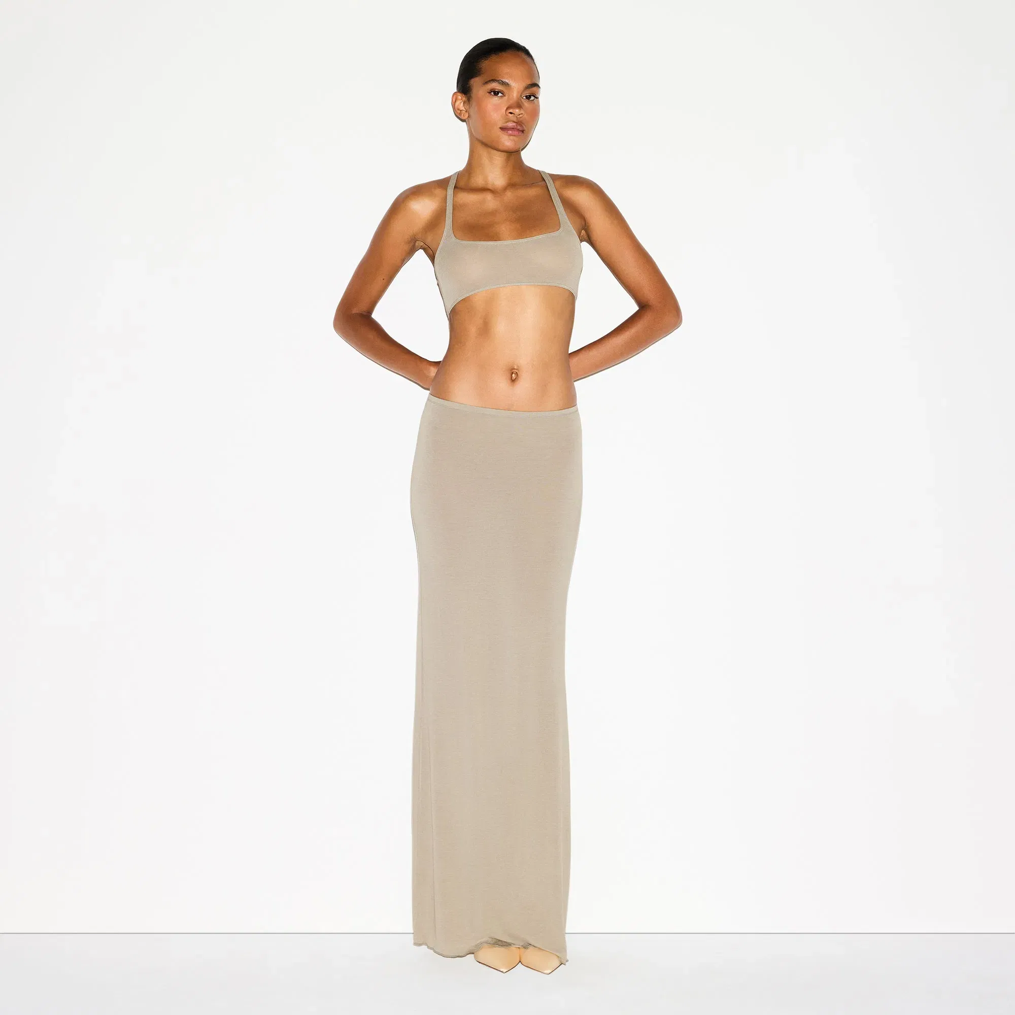 SHEER MODAL LONG SKIRT | DUNE