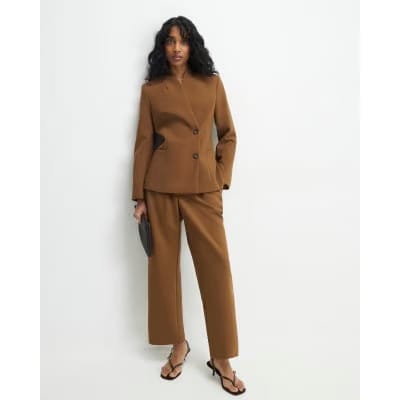 Brown Straight Leg Trousers