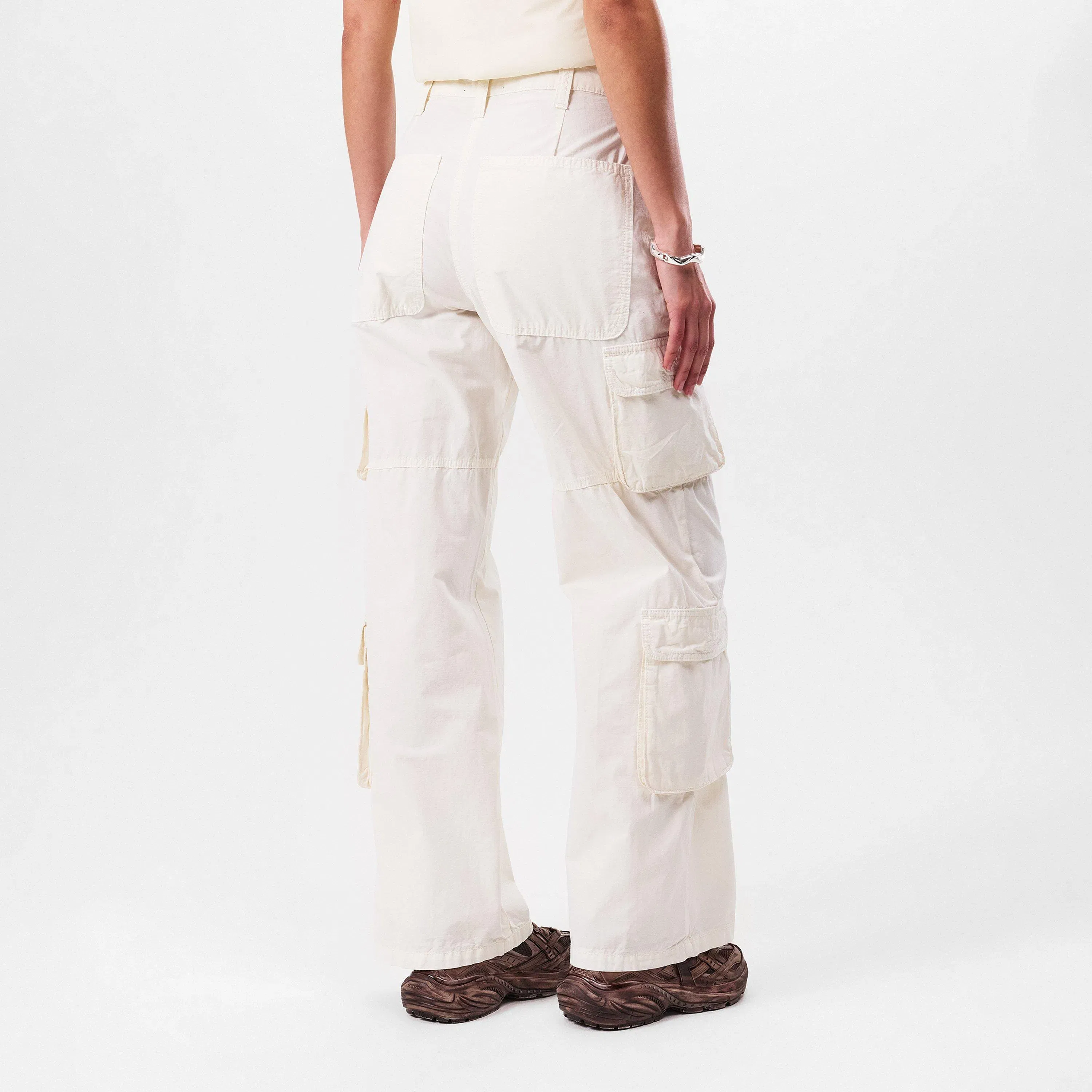 Fender High Waisted Cotton Wide Leg Cargo Trousers