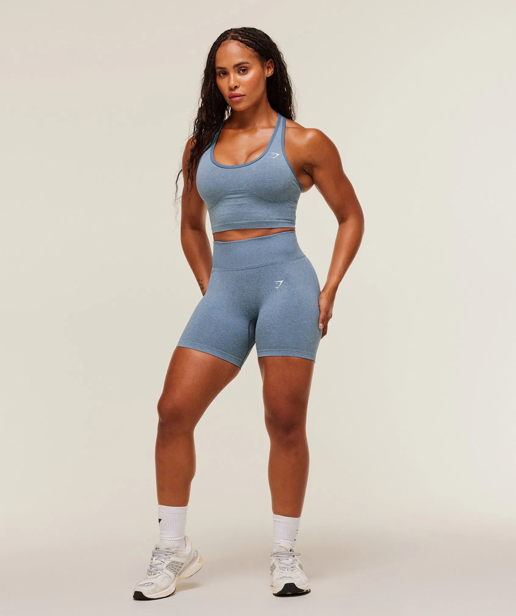 Gymshark Lift Seamless Shorts - Worn Blue/Peri Blue Marl
