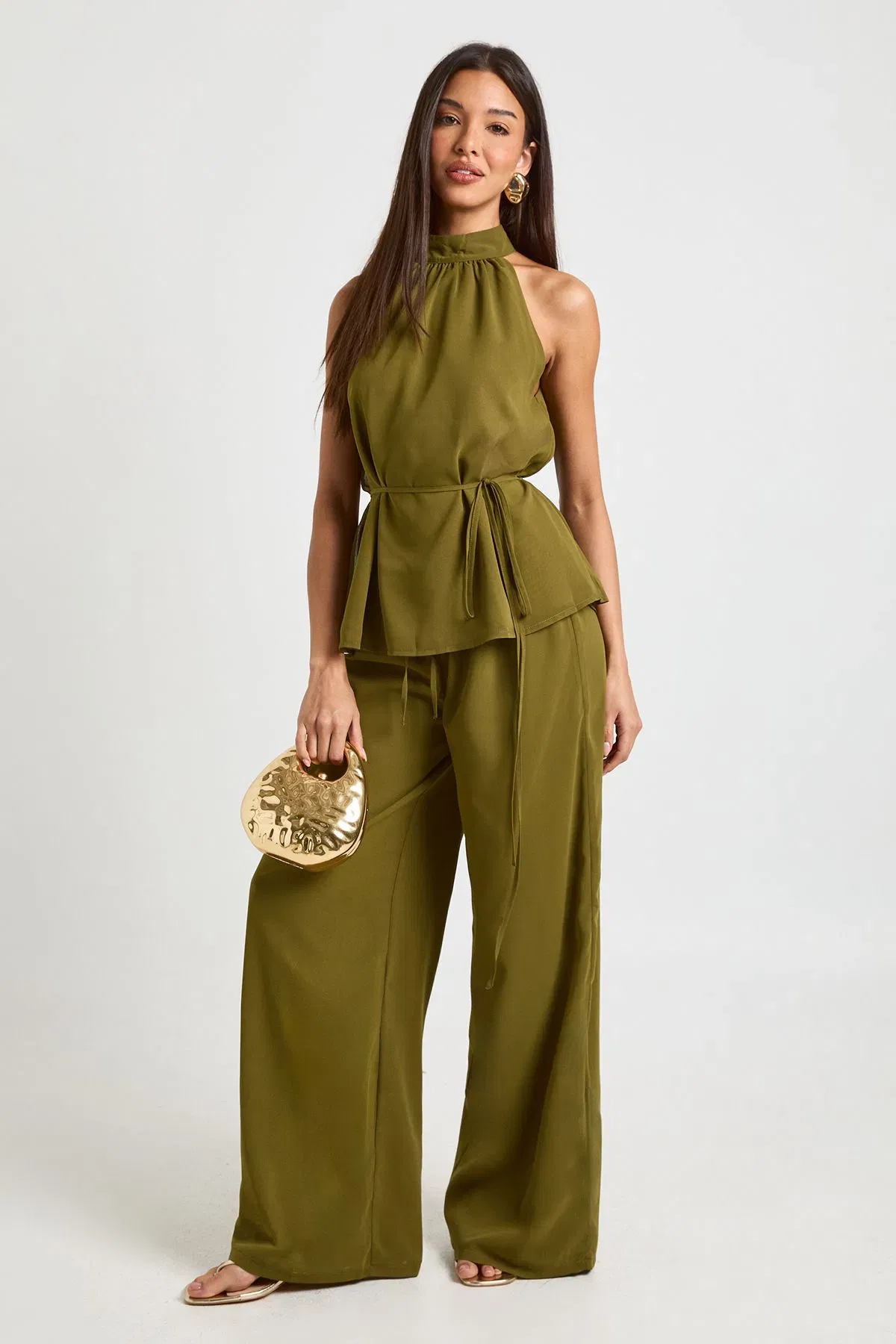 Chiffon Low Rise Wide Leg Trousers