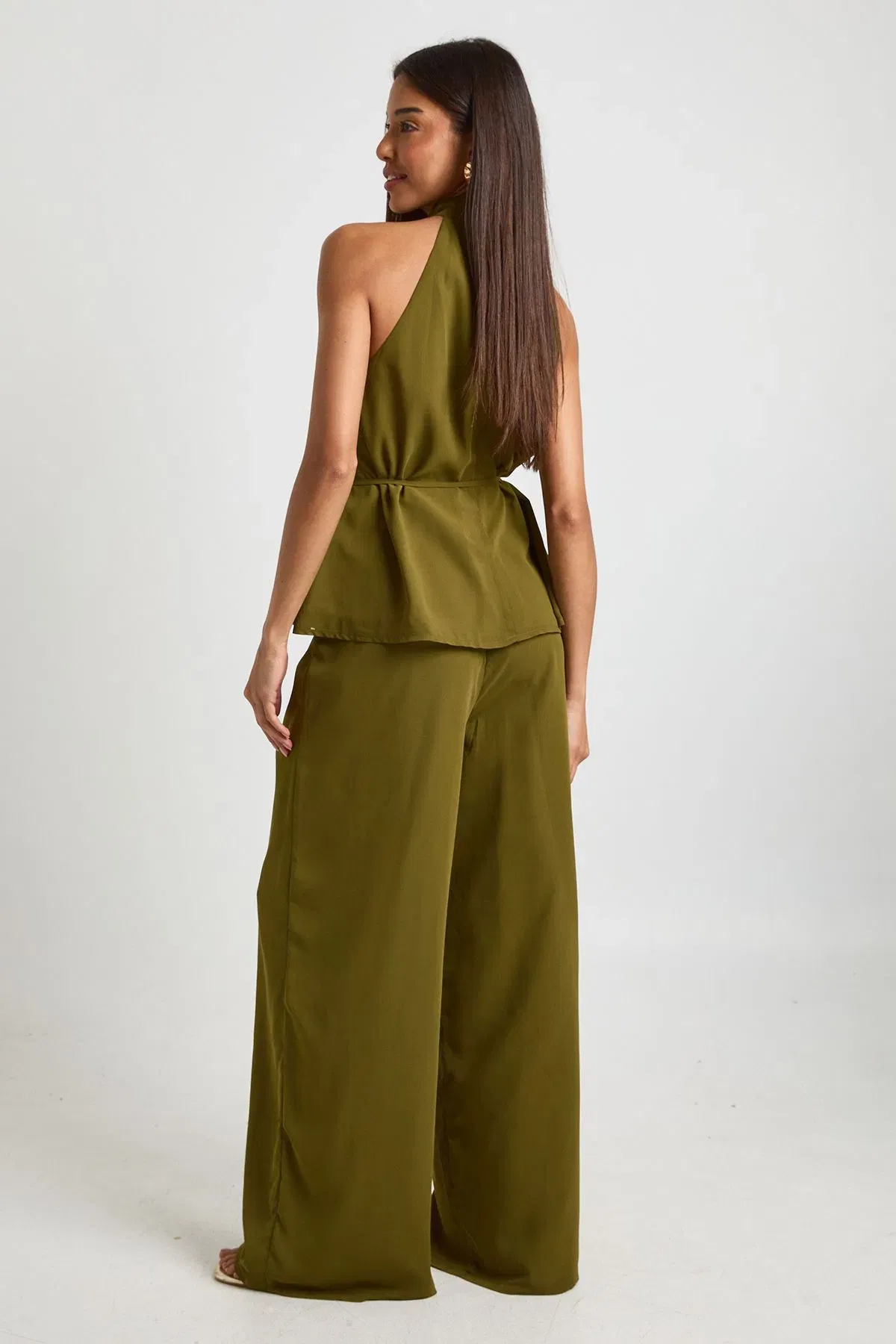 Chiffon Low Rise Wide Leg Trousers