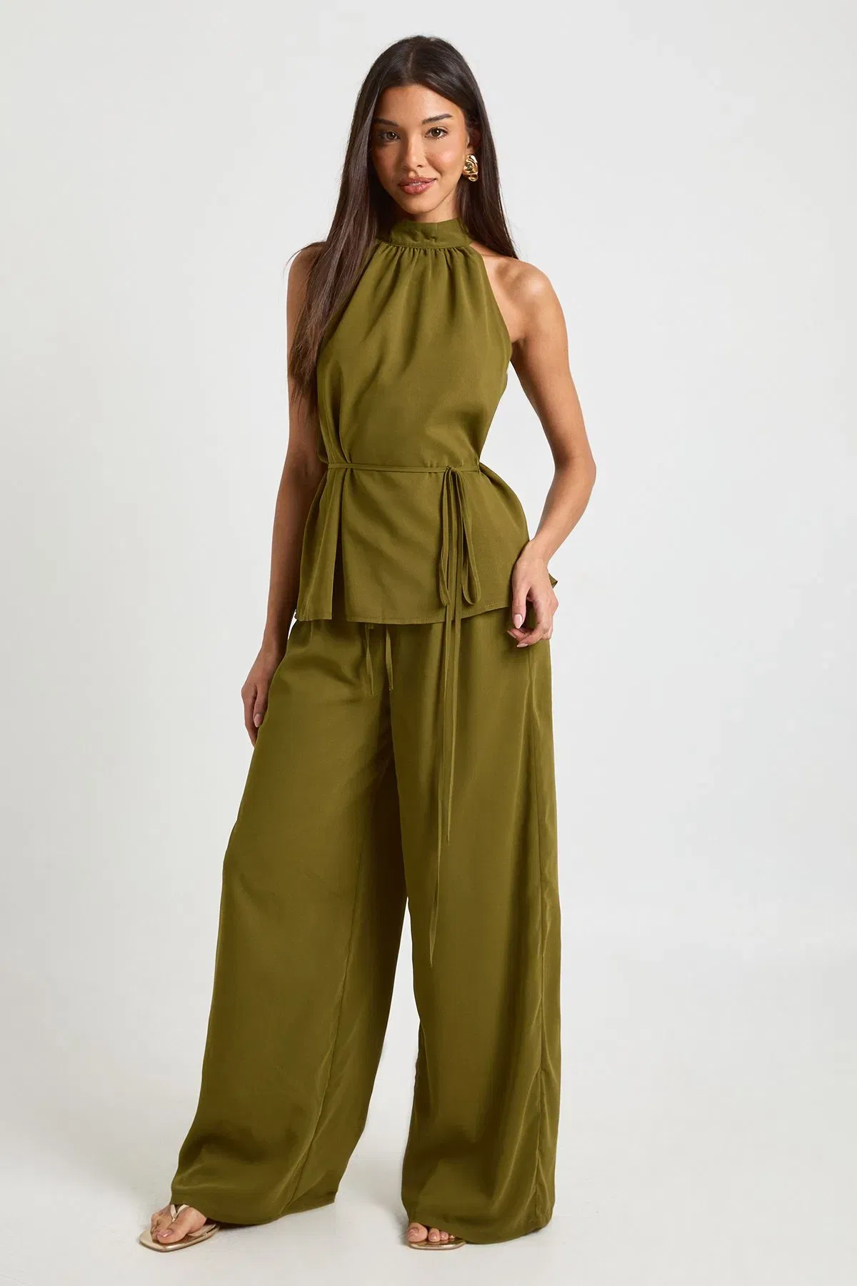 Chiffon Low Rise Wide Leg Trousers