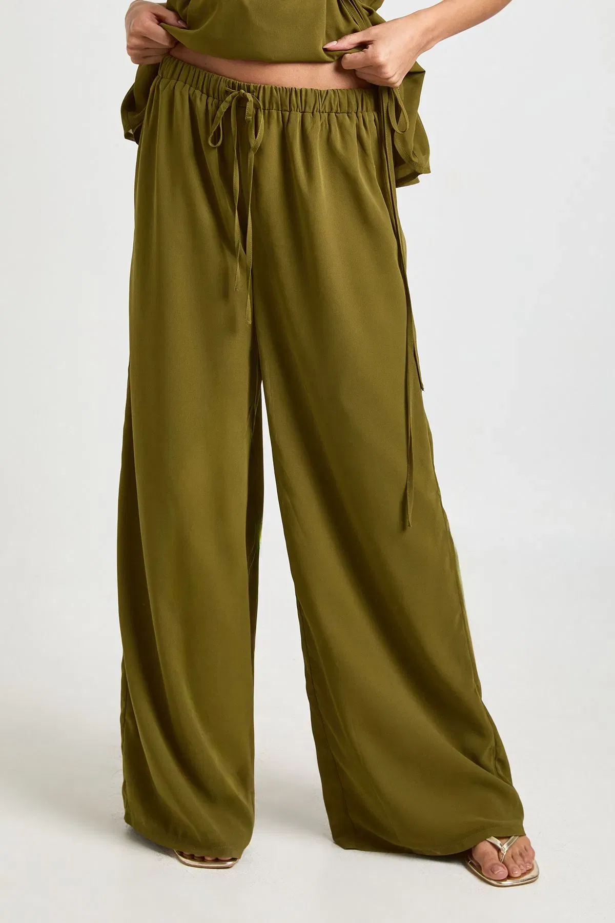 Chiffon Low Rise Wide Leg Trousers