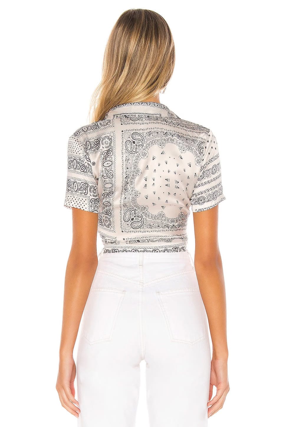 superdown Jenela Twist Front Shirt in Cream & Black