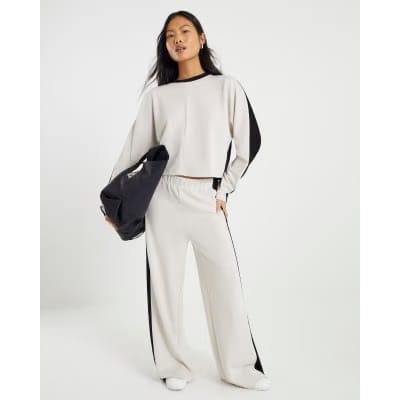 Petite Cream Colour Block Batwing Sweatshirt