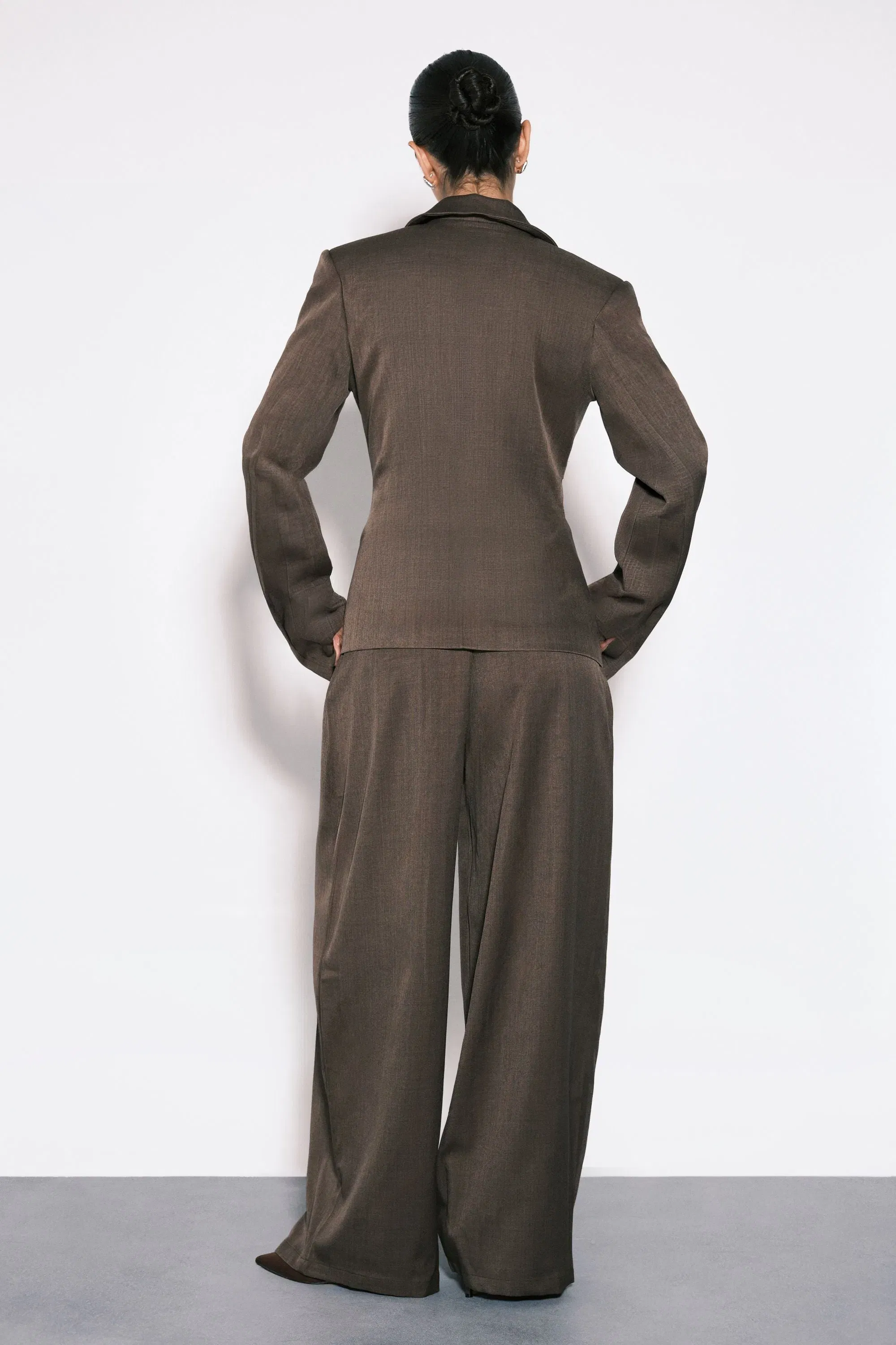 Pleat Front Wide Leg Trousers