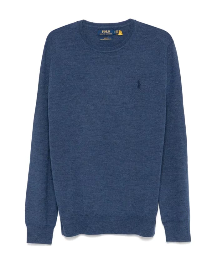 Polo Ralph Lauren Blue Sweater with Olive Green Details