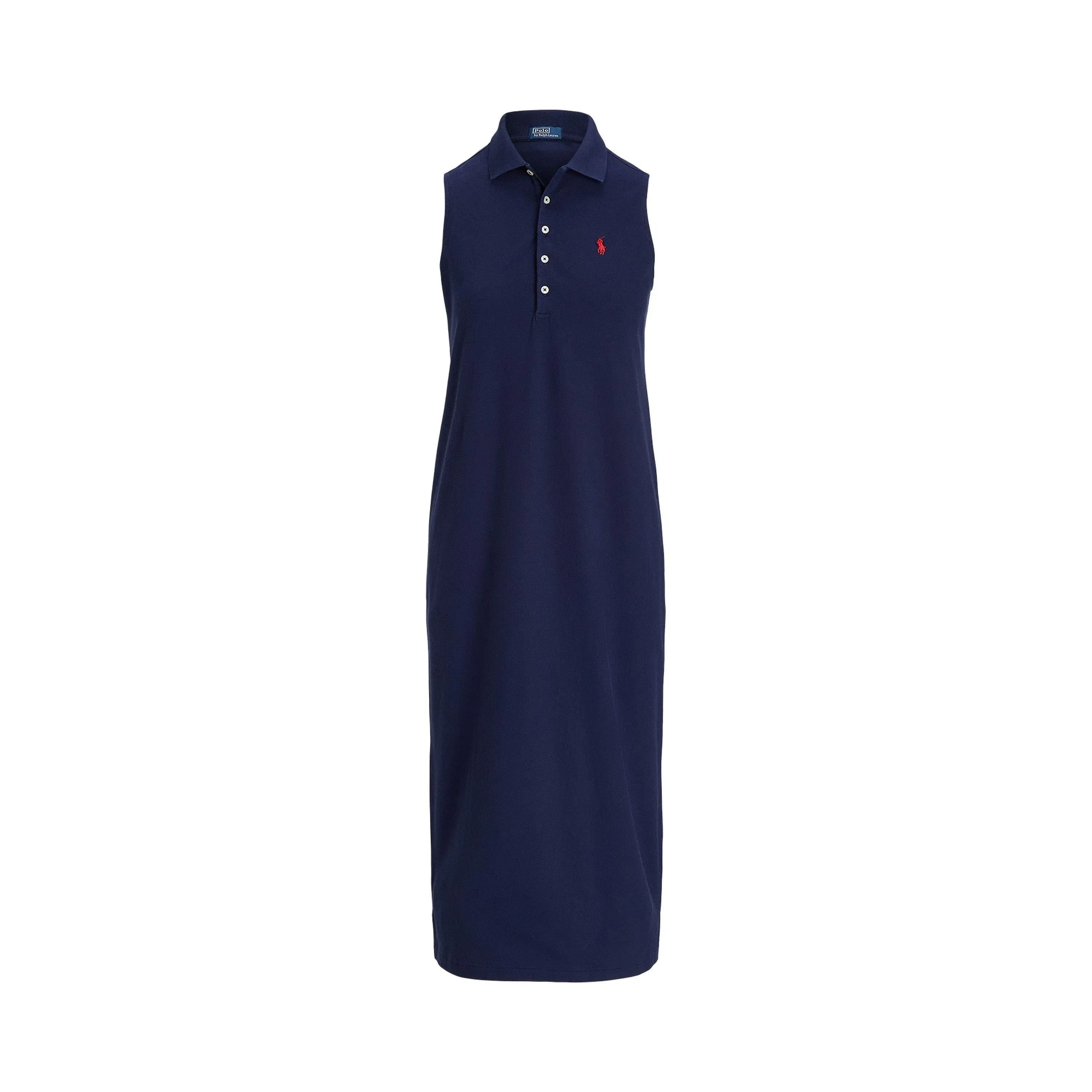 Stretch Cotton Sleeveless Polo Dress