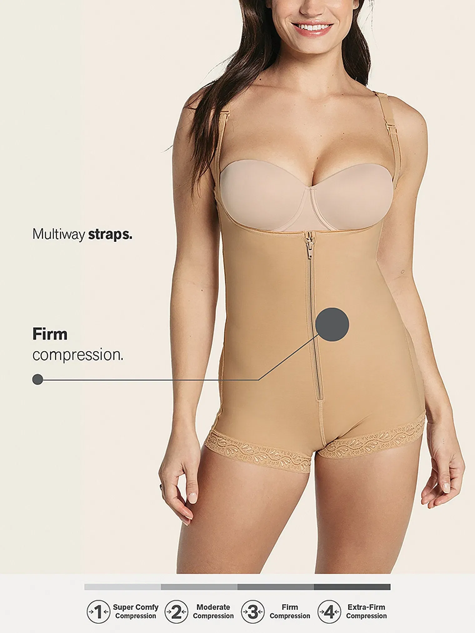 Firm Compression Open Bust Body Shaper Boyshorts
