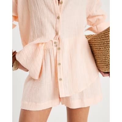 Pink Elasticated Cotton Shorts