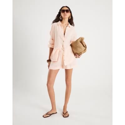 Pink Elasticated Cotton Shorts