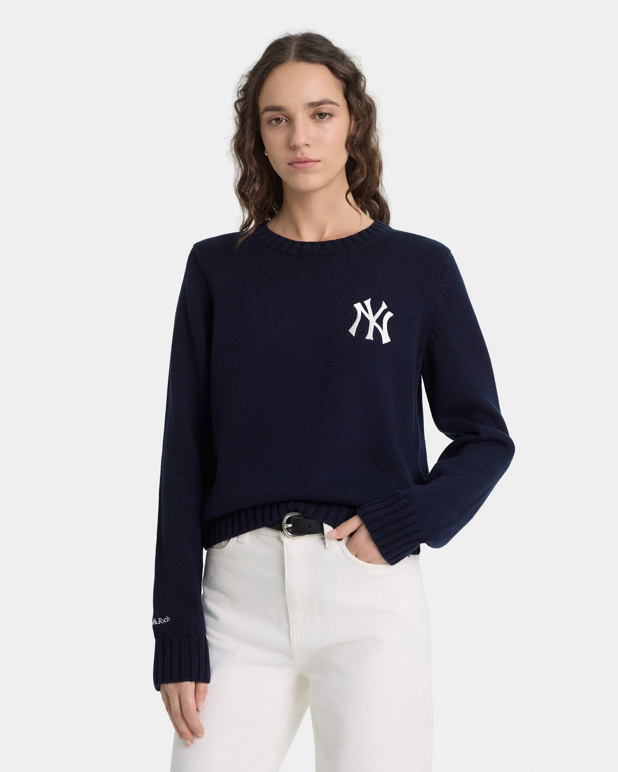 Heritage Yankees Serif Knitted Sweater - Navy/Ecru