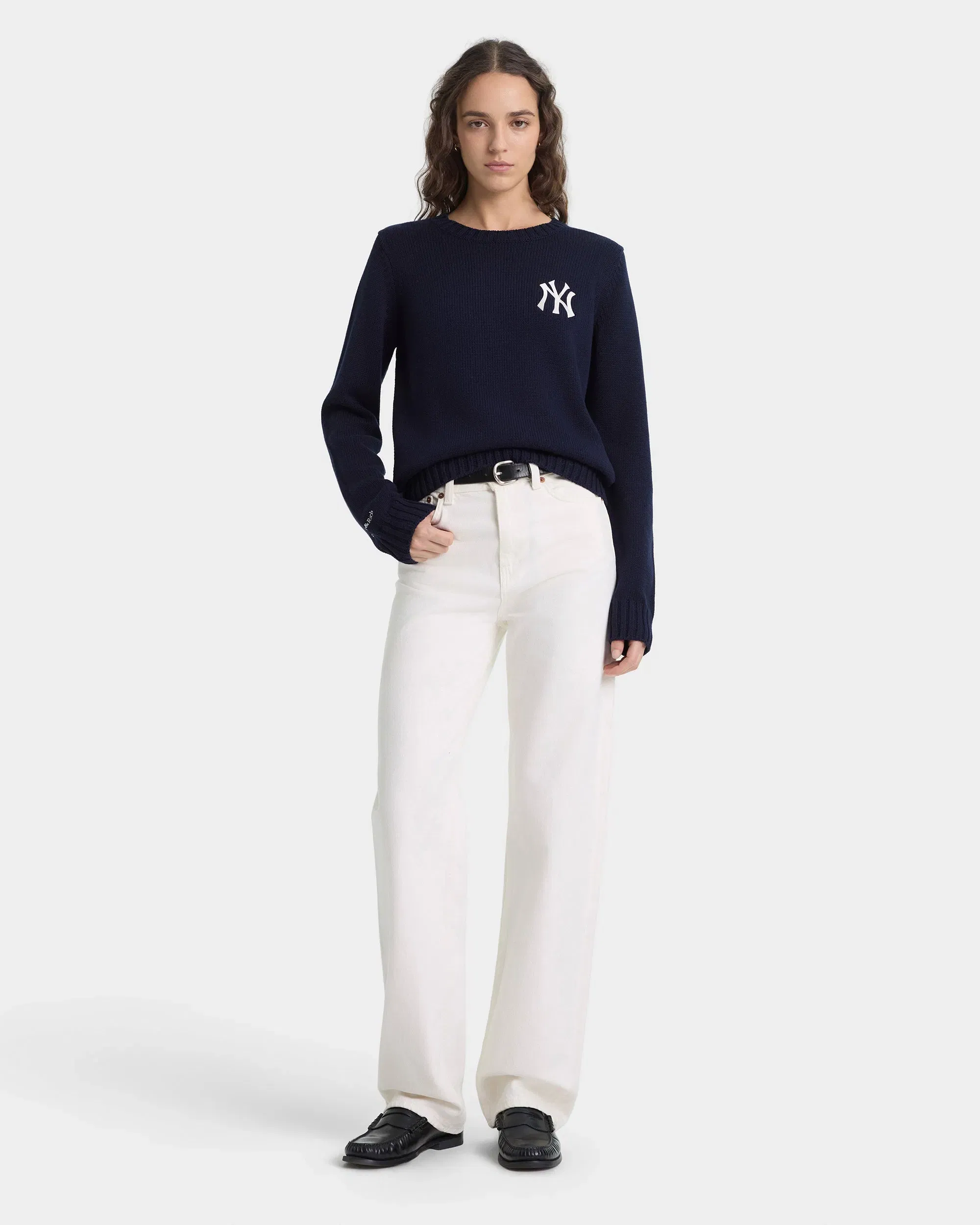 Heritage Yankees Serif Knitted Sweater - Navy/Ecru