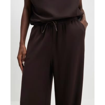 Brown High Waisted Premium Wide Leg Joggers