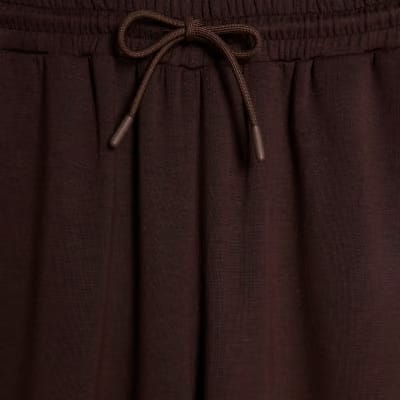 Brown High Waisted Premium Wide Leg Joggers