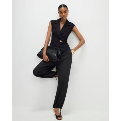 Black Cap Sleeve Twill Waistcoat