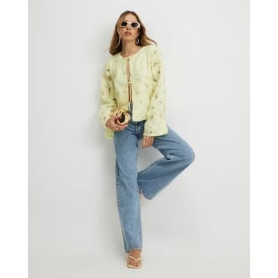 Yellow Long Sleeve 3D Floral Jacket
