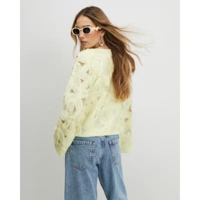 Yellow Long Sleeve 3D Floral Jacket