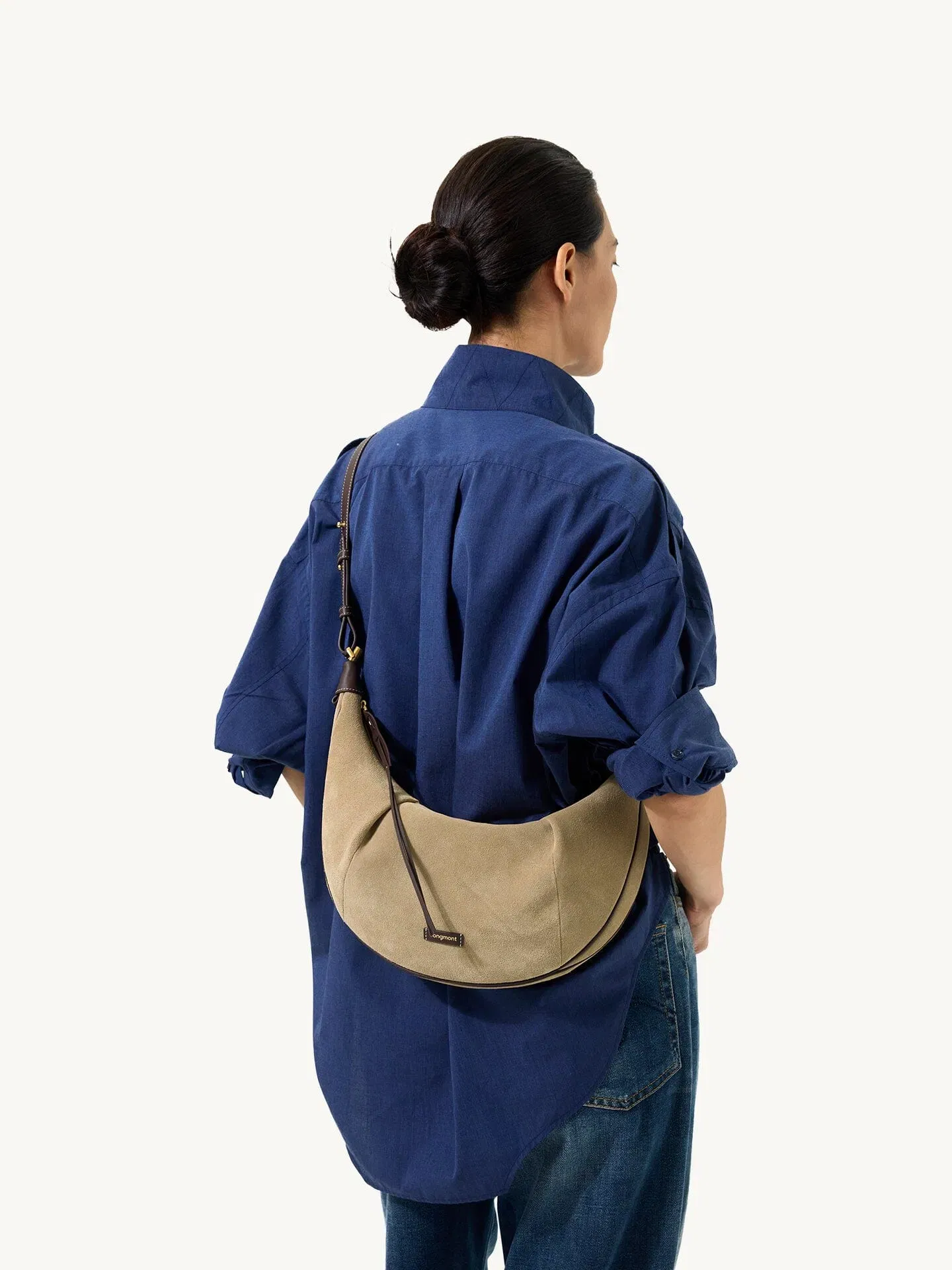 Songmont Medium Luna Hobo Bag Dune Suede