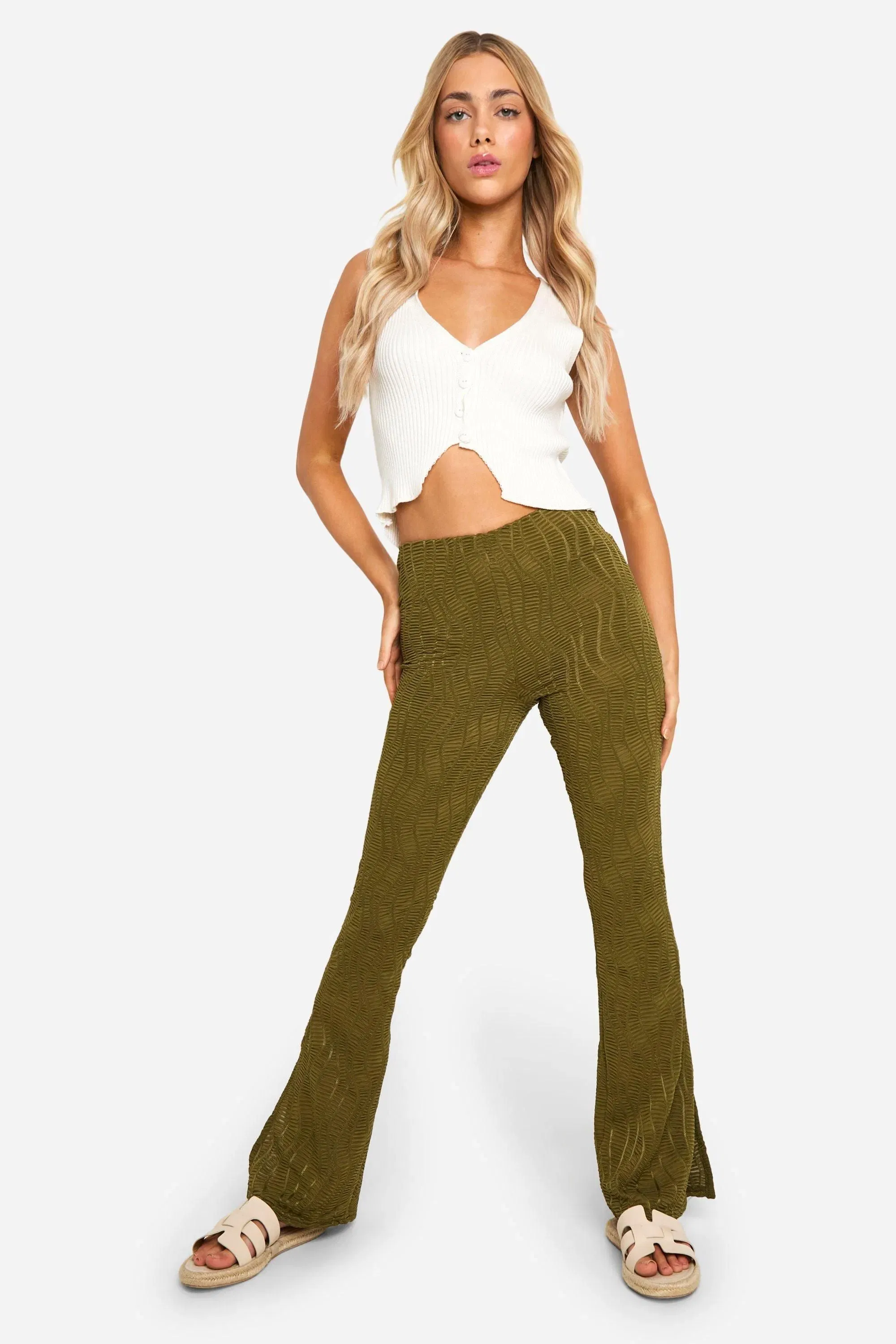 Wave Plisse Flared Trouser