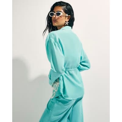 Green Broderie Long Sleeve Shirt