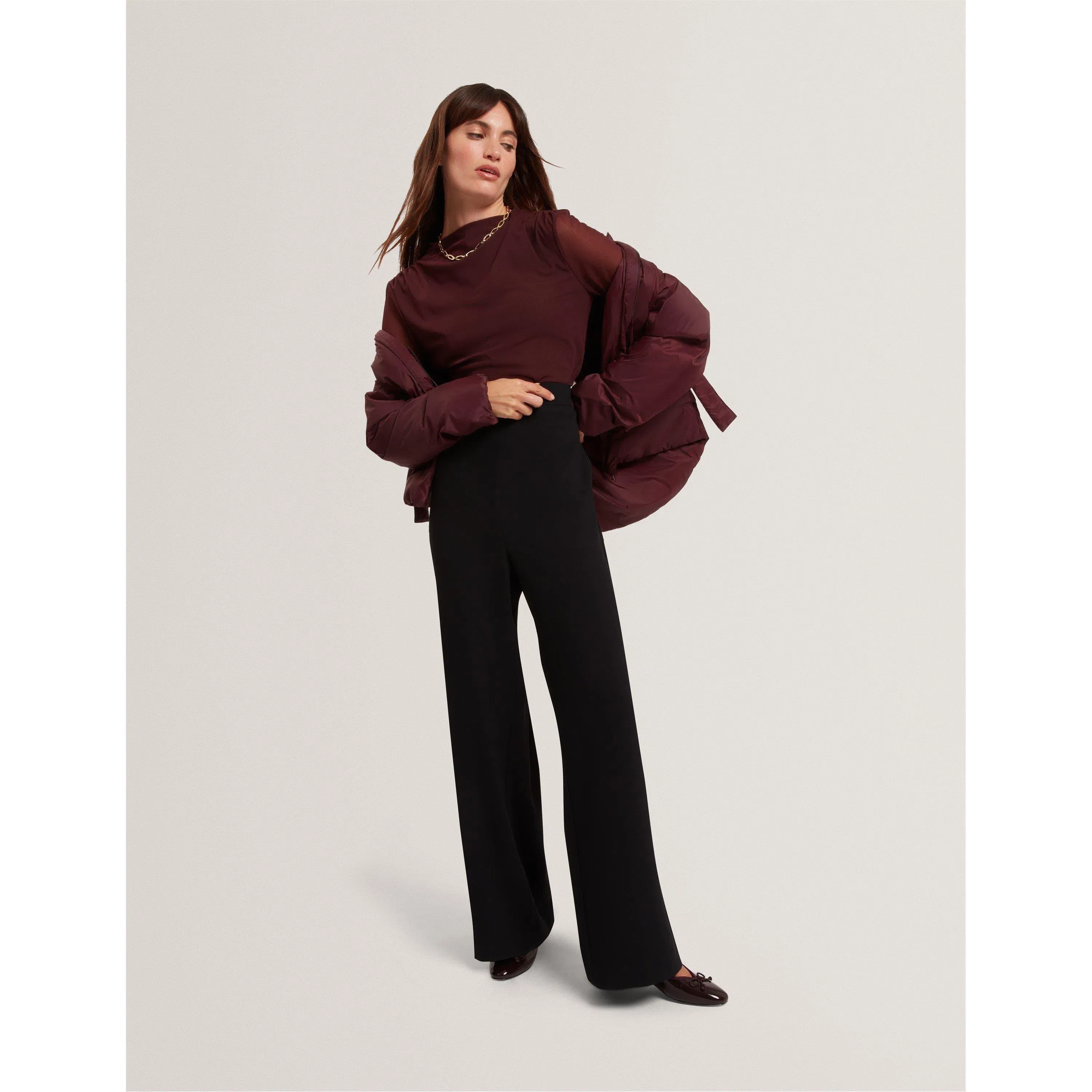 Ted Baker Piping Detail Pull-On Wide Leg Trousers