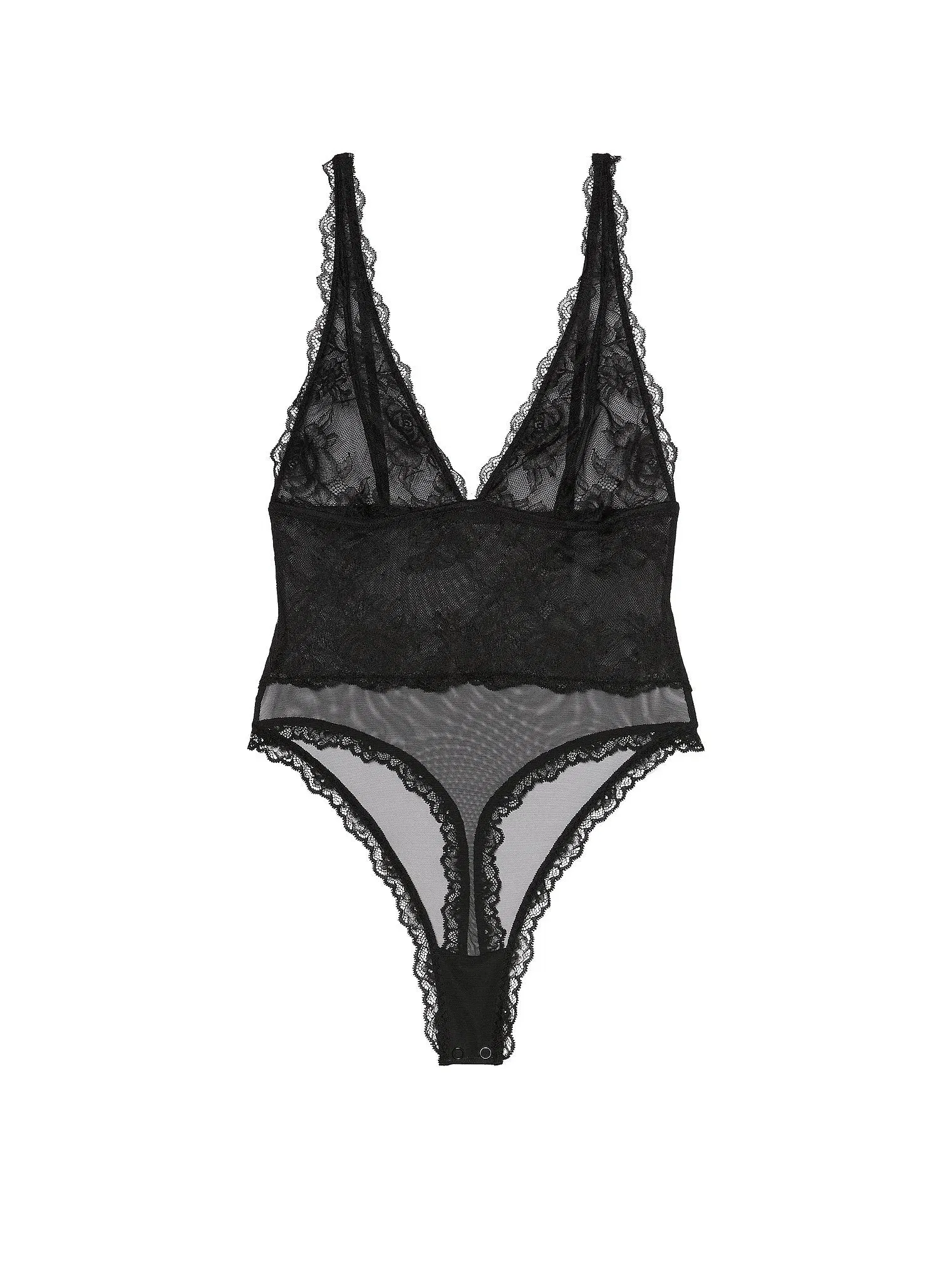 Sheer Rose Plunge Bodysuit