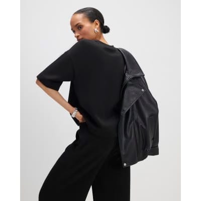 Black Premium Short Sleeve Boxy T-Shirt