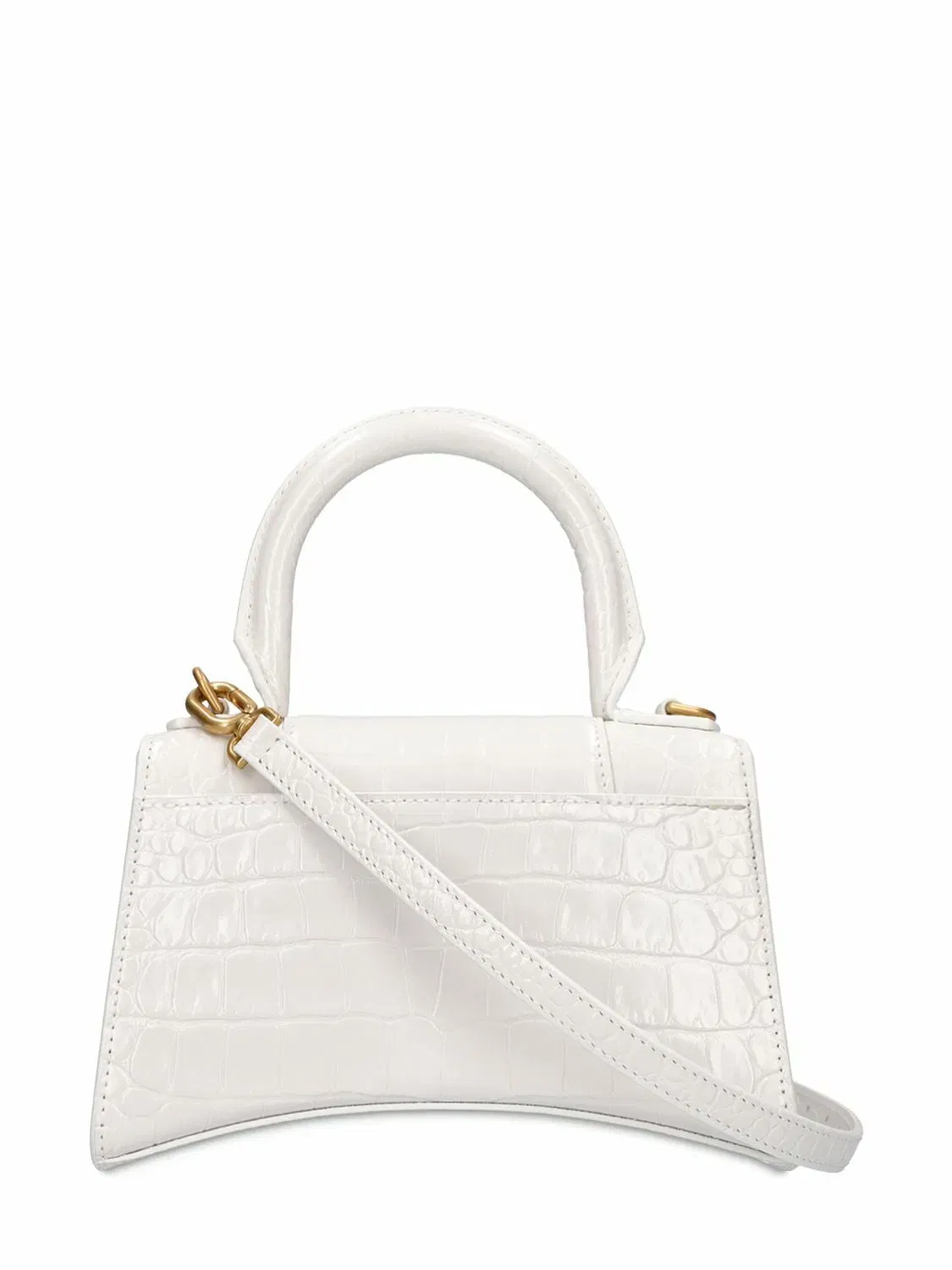 BALENCIAGA Xs Hourglass Croc Embossed Leather Bag