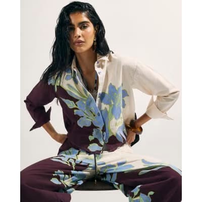 Cream Floral Beach Shirt