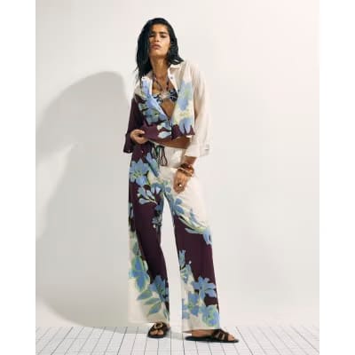 Cream Floral Beach Shirt