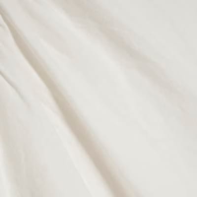 White Linen Blend Tie Neck Top