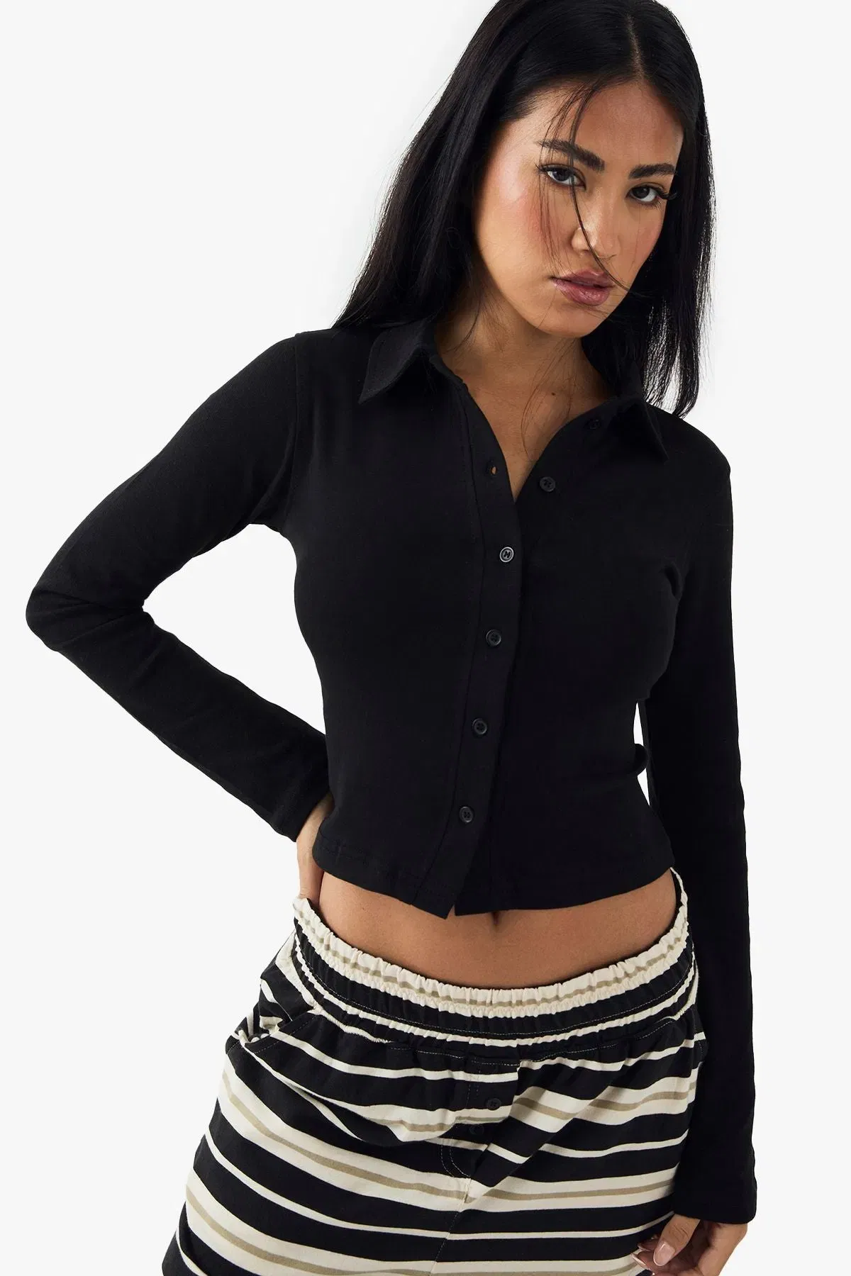 DSGN Studio Button Through Collared Fitted Top