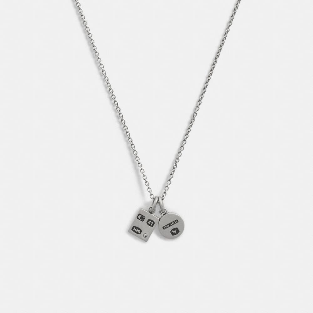 Sterling Silver Double Charm Long Pendant Necklace