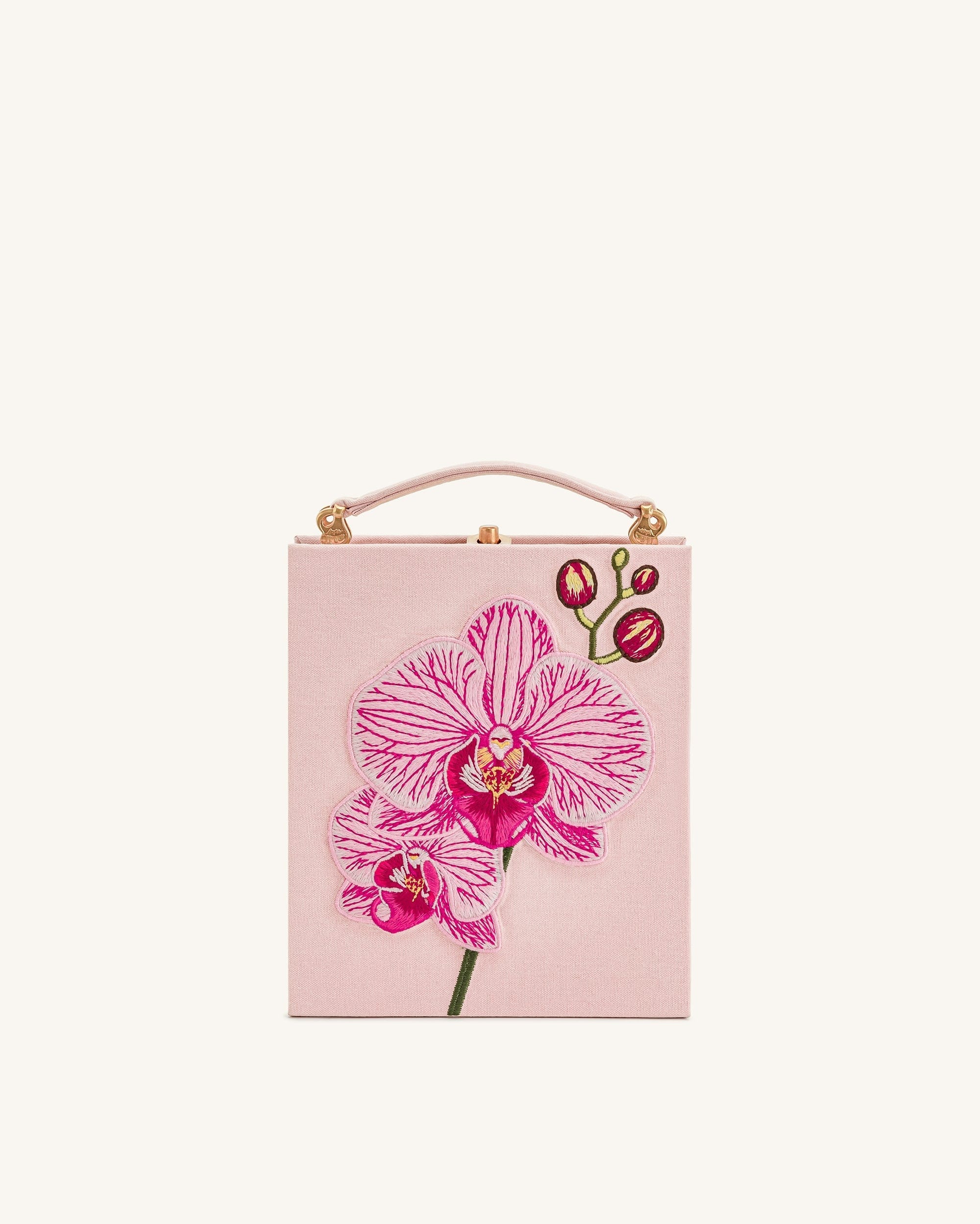 Taya Orchid Motif Book Shape Clutch Bag - Black